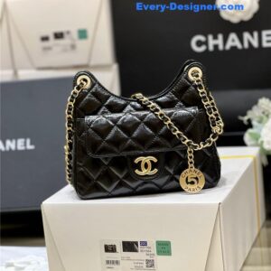 Chanel number 5 gold coin tag hobo bag small