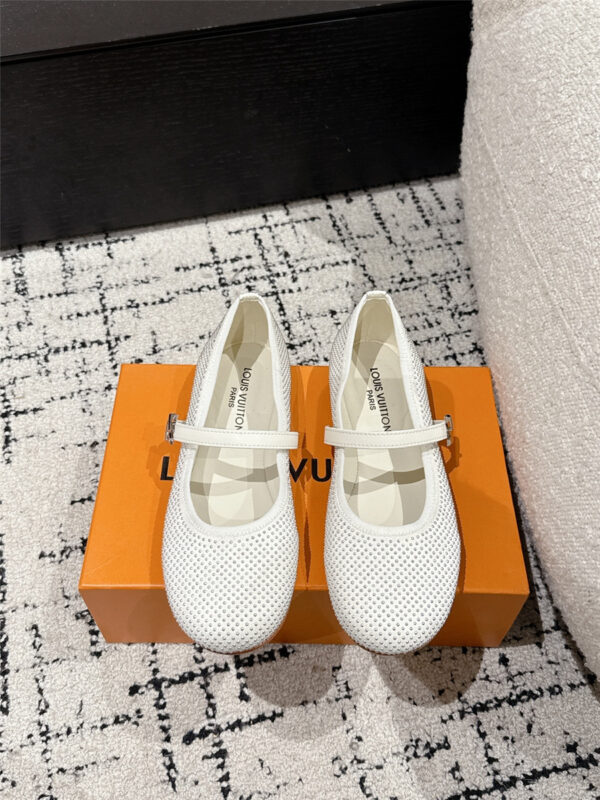 Louis Vuitton Perforated Romy Flat Ballerina in white