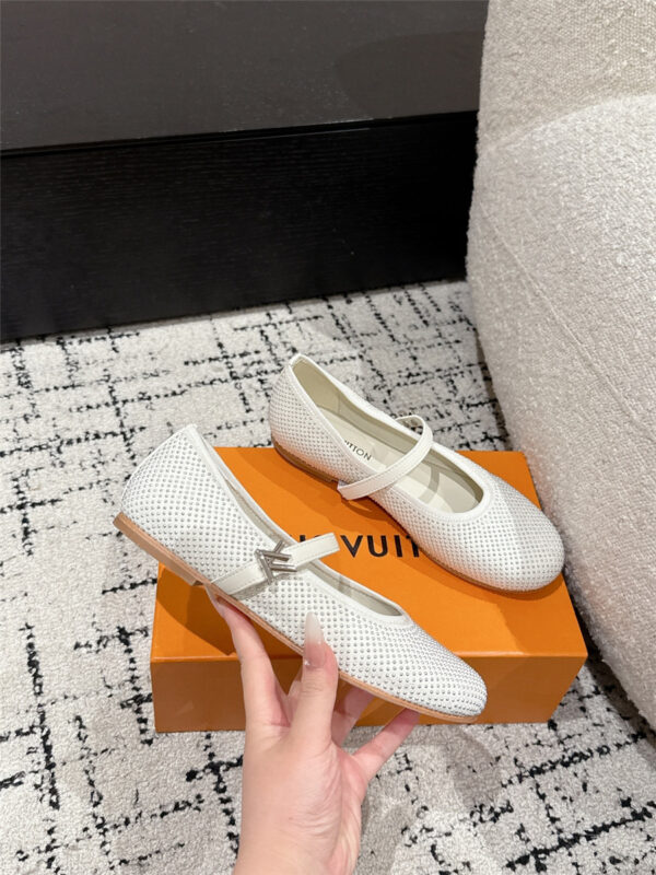 Louis Vuitton Perforated Romy Flat Ballerina in white - Image 5