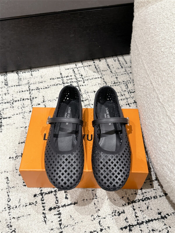 Louis Vuitton Perforated Romy Flat Ballerina in Black - Image 2