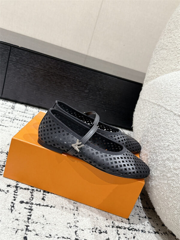 Louis Vuitton Perforated Romy Flat Ballerina in Black - Image 3