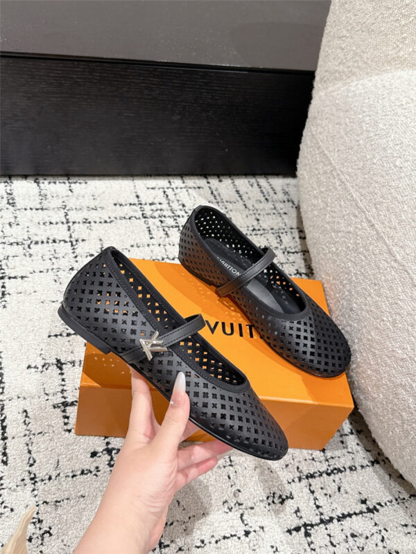 Louis Vuitton Perforated Romy Flat Ballerina in Black - Image 5