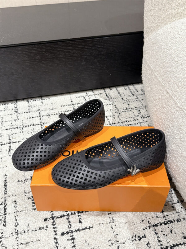 Louis Vuitton Perforated Romy Flat Ballerina in Black - Image 9