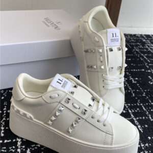 Valentino Garavani Rockstud White Leather Flatform Sneakers