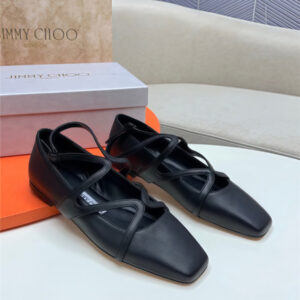 Jimmy Choo Black Sheepskin Astoria Ballet Flats