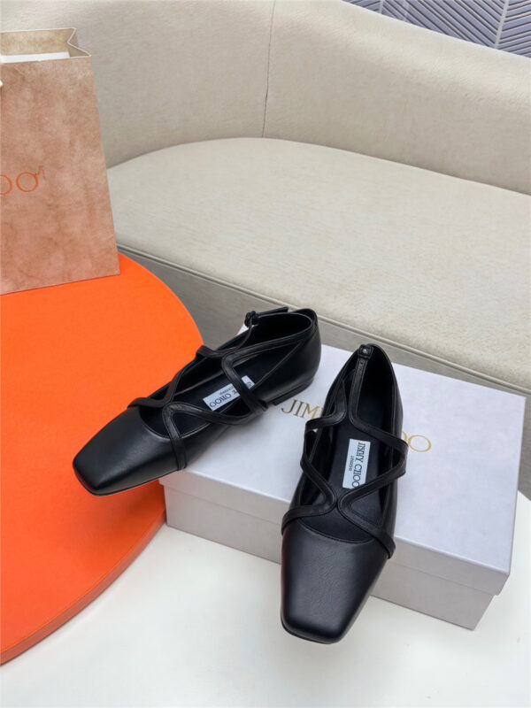 Jimmy Choo Black Sheepskin Astoria Ballet Flats - Image 8