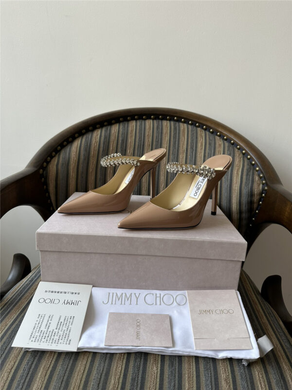 Jimmy Choo Bing 100mm Heeled Mules in Beige - Image 3