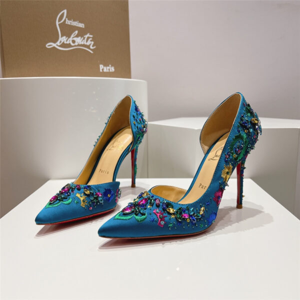 Christian Louboutin Artifice Strass 120 Pumps Blue - Image 4