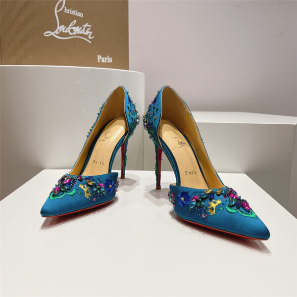 Christian Louboutin Artifice Strass 120 Pumps Blue - Image 7