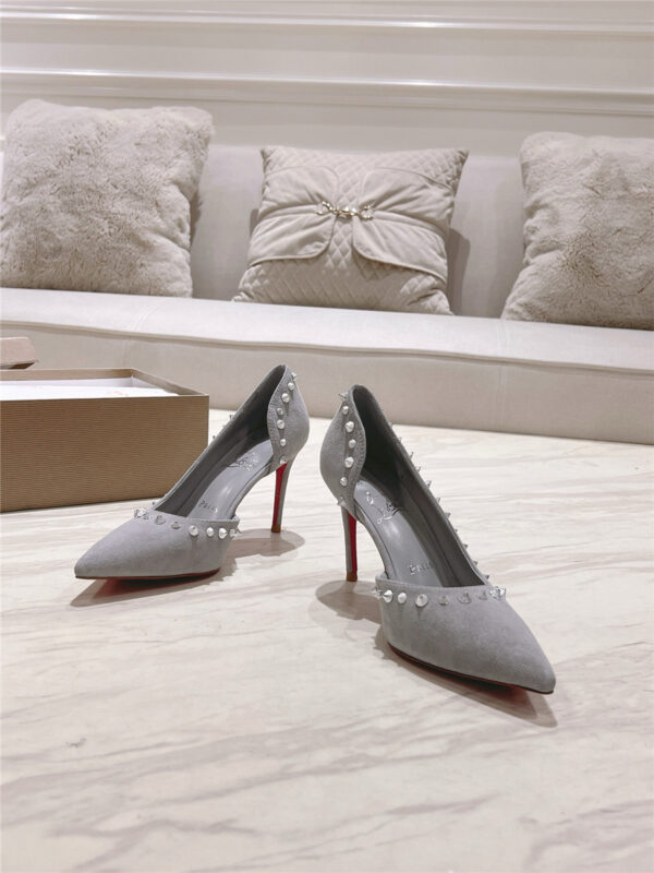 Christian Louboutin Anjalina Studded Heels Gray