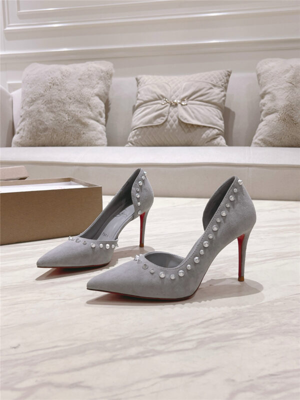 Christian Louboutin Anjalina Studded Heels Gray - Image 3