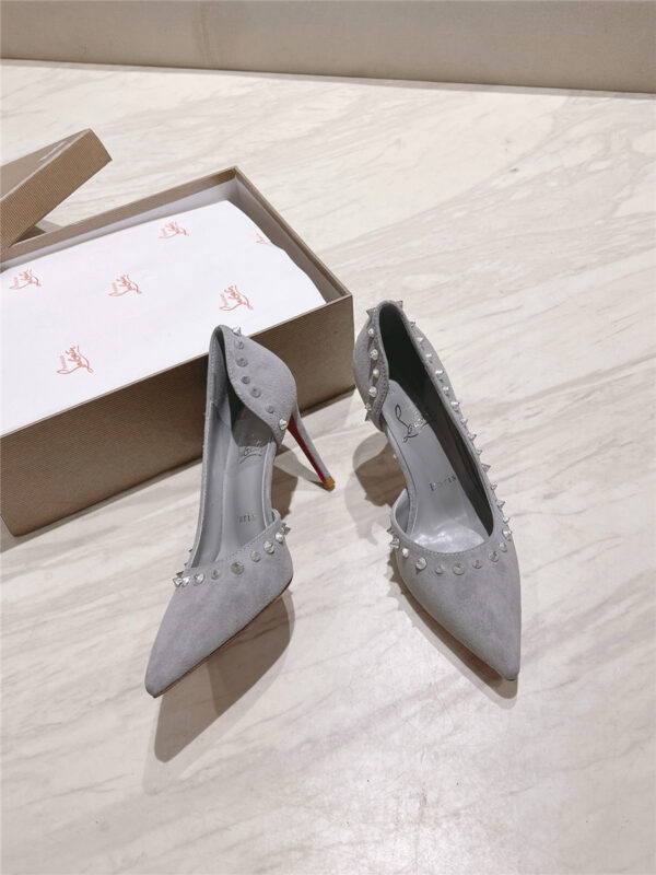 Christian Louboutin Anjalina Studded Heels Gray - Image 4