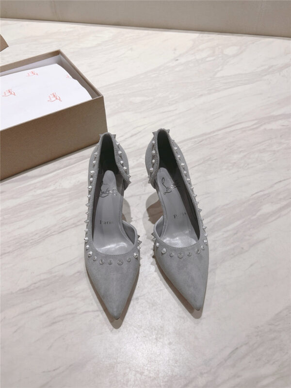 Christian Louboutin Anjalina Studded Heels Gray - Image 7