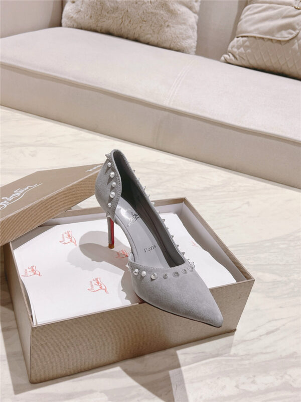 Christian Louboutin Anjalina Studded Heels Gray - Image 8