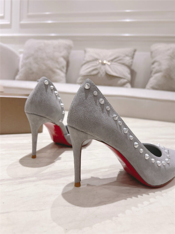 Christian Louboutin Anjalina Studded Heels Gray - Image 9