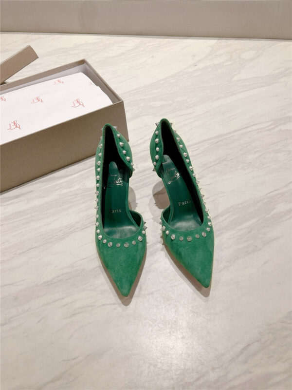 Christian Louboutin Anjalina Studded Heels Green - Image 2