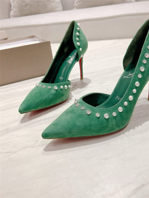 Christian Louboutin Anjalina Studded Heels Green - Image 4