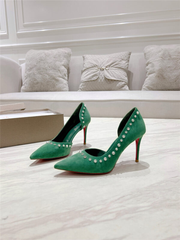 Christian Louboutin Anjalina Studded Heels Green - Image 6