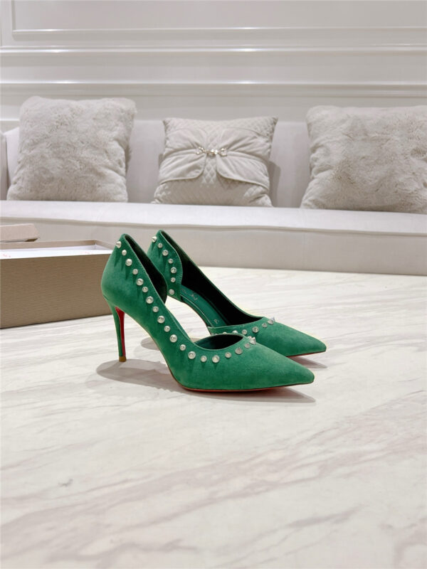 Christian Louboutin Anjalina Studded Heels Green - Image 7