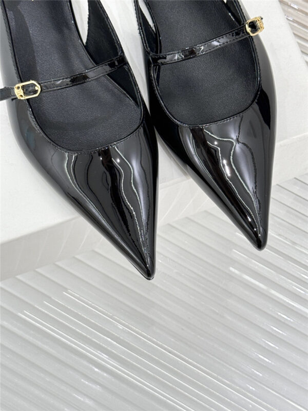 Celine Black Flat Pointed Toe Slingback Sandals - Image 9