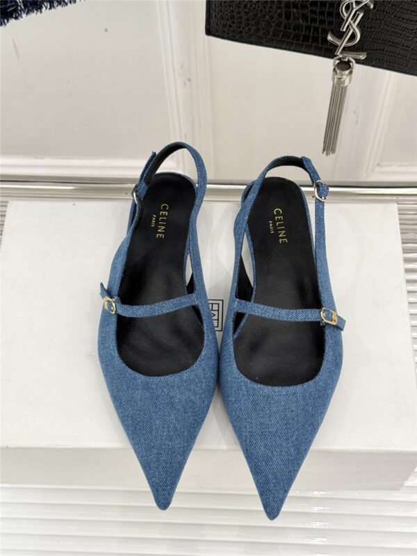 Celine Flat Pointed Toe Slingback Sandals