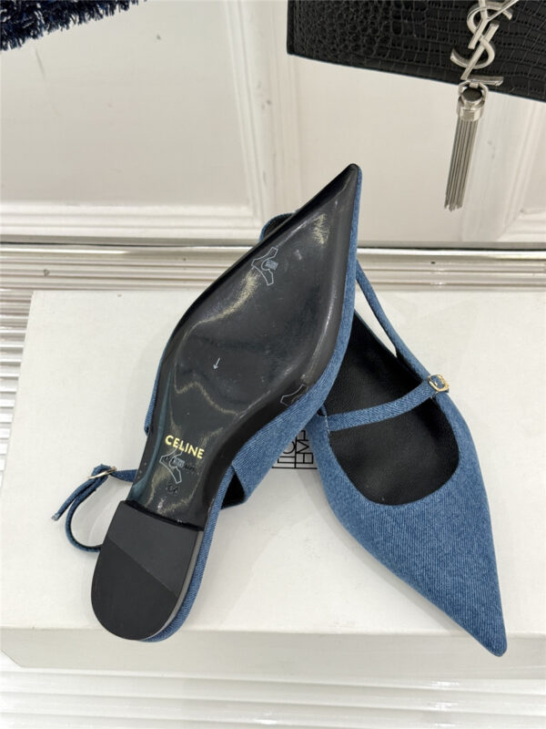 Celine Flat Pointed Toe Slingback Sandals - Image 6