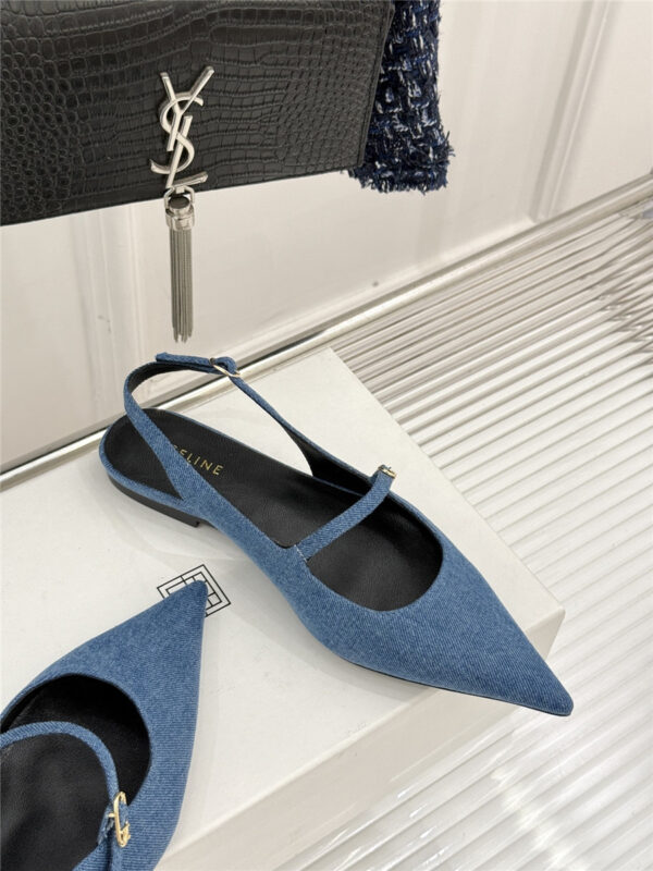 Celine Flat Pointed Toe Slingback Sandals - Image 8