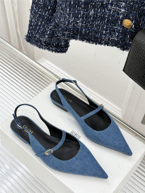 Celine Flat Pointed Toe Slingback Sandals - Image 9