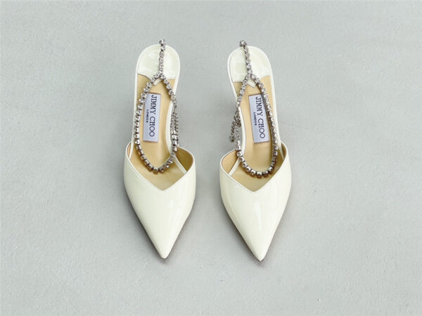 Jimmy Choo Saeda 85mm White Patent Pumps - Image 2