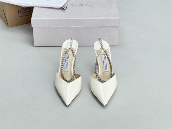 Jimmy Choo Saeda 85mm White Patent Pumps - Image 4