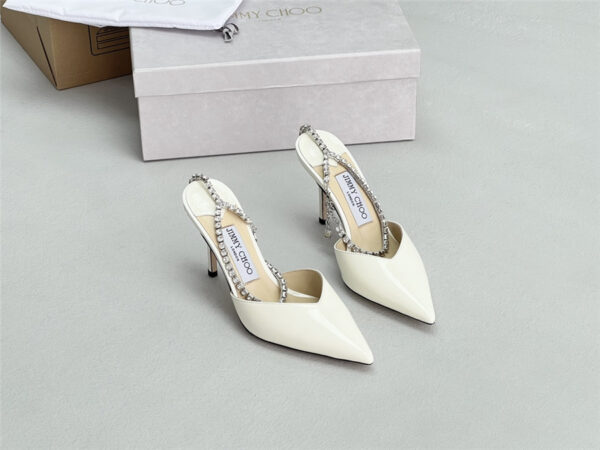 Jimmy Choo Saeda 85mm White Patent Pumps - Image 5