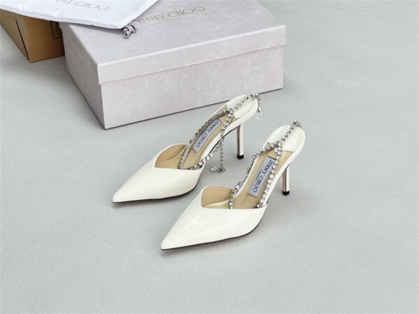 Jimmy Choo Saeda 85mm White Patent Pumps - Image 8