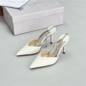 Jimmy Choo Saeda 85mm White Patent Pumps