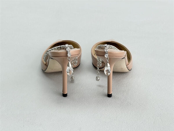 Jimmy Choo Saeda 85mm Crystal Pumps Beige - Image 5