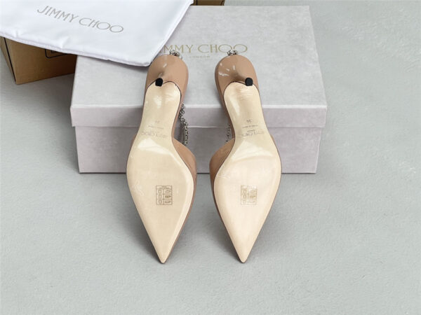 Jimmy Choo Saeda 85mm Crystal Pumps Beige - Image 6