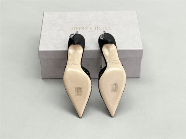 Jimmy Choo Saeda 100mm Crystal Pumps Black - Image 7