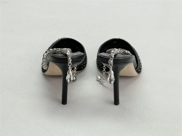 Jimmy Choo Saeda 100mm Crystal Pumps Black - Image 8
