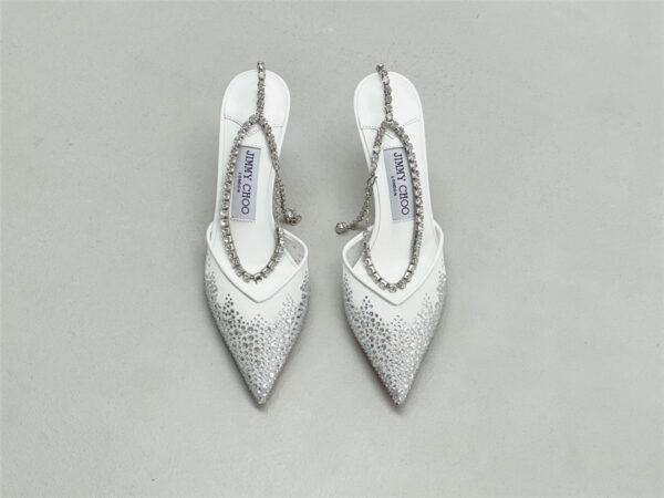 Jimmy Choo Saeda 100mm Crystal Pumps Silver - Image 3