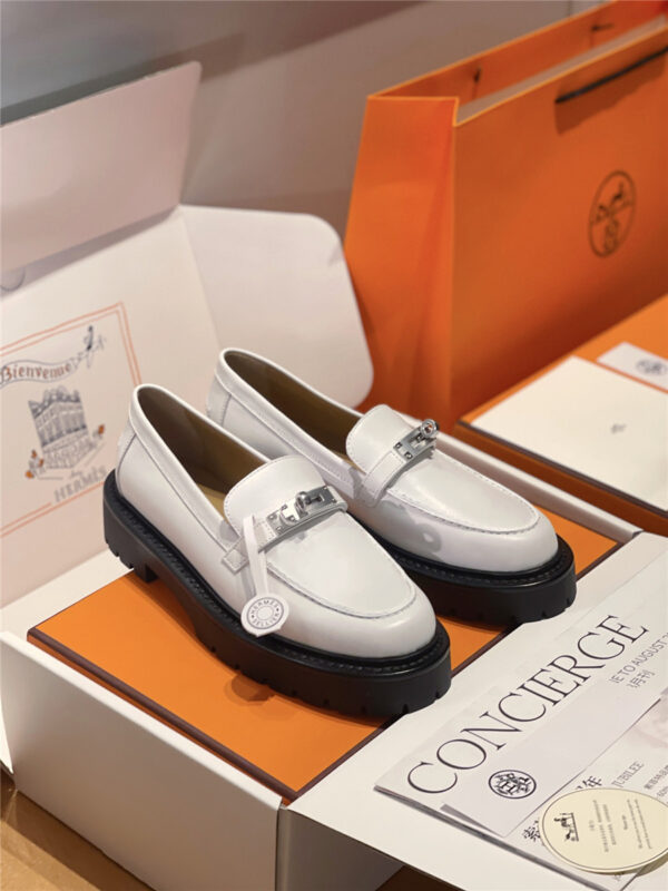 Hermès Leather Icone Loafer Gray
