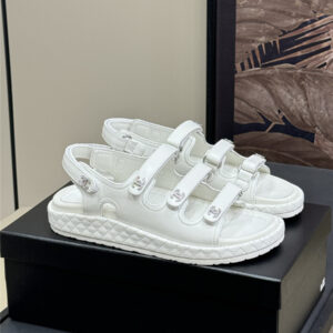 Chanel White Waxed Leather Sandals