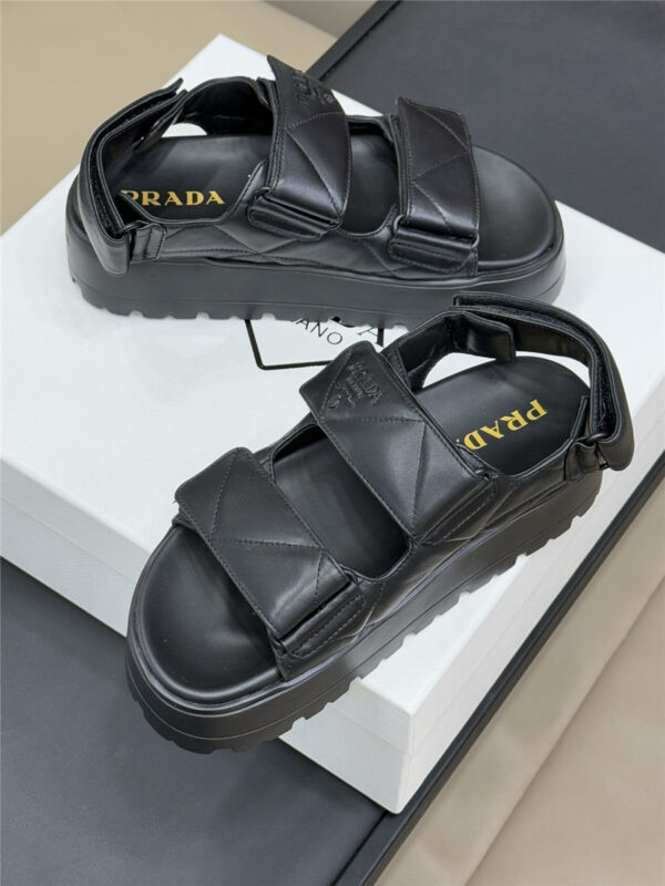 Prada Black Padded Nappa Leather Sandals - Image 2