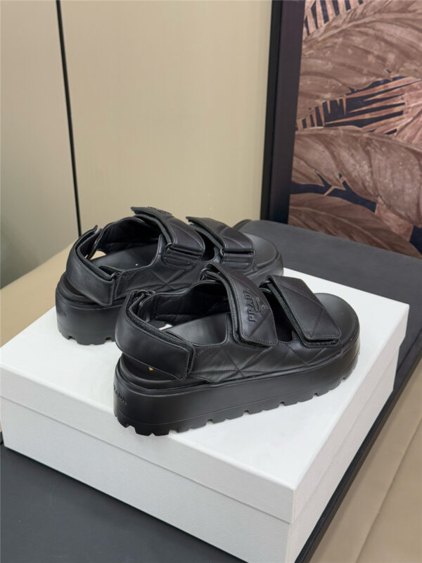 Prada Black Padded Nappa Leather Sandals - Image 4
