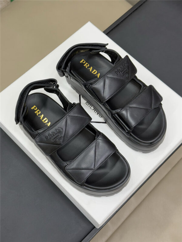 Prada Black Padded Nappa Leather Sandals - Image 5