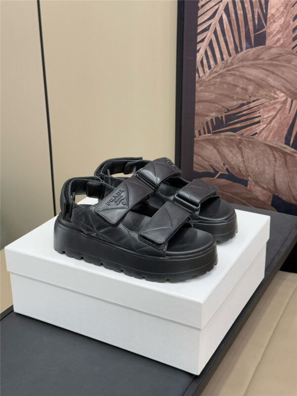 Prada Black Padded Nappa Leather Sandals - Image 6