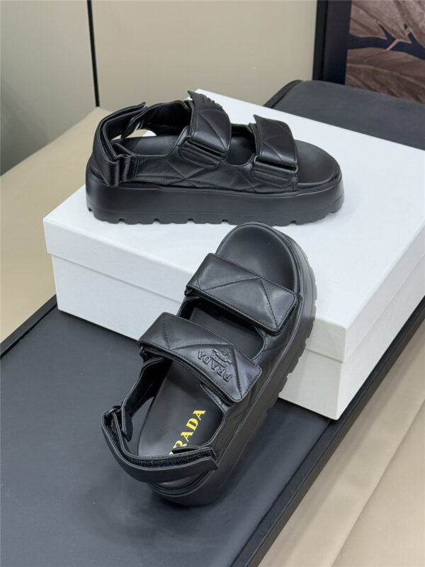 Prada Black Padded Nappa Leather Sandals - Image 7