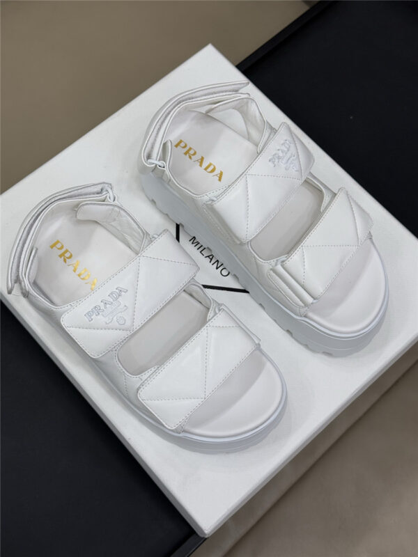 Prada White Padded Nappa Leather Sandals - Image 2