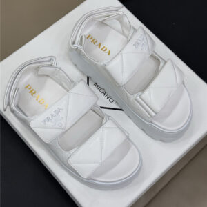 Prada White Padded Nappa Leather Sandals