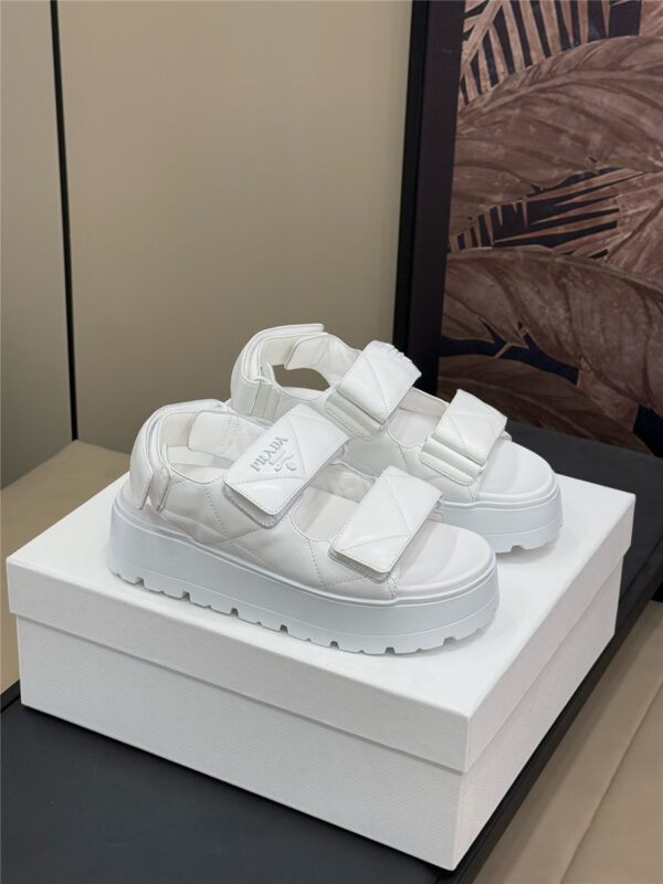 Prada White Padded Nappa Leather Sandals - Image 3
