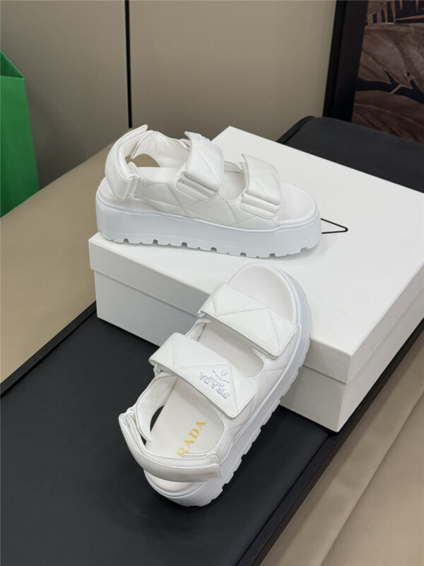 Prada White Padded Nappa Leather Sandals - Image 4