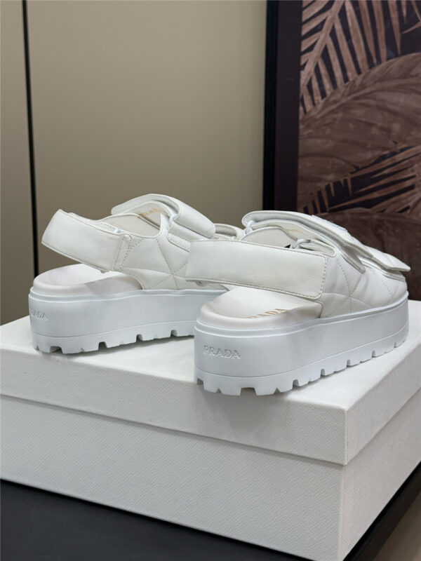 Prada White Padded Nappa Leather Sandals - Image 6